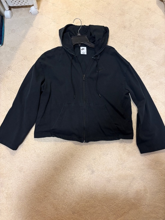 Nike Tops - Nike Light-Weight Cotton Black Full-Zip Hooded Sweatshirt Women’s Medium Cropped